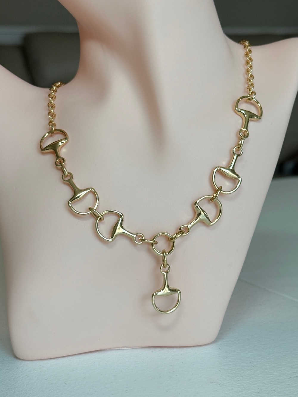 Gold-Tone Horsebit Link Necklace